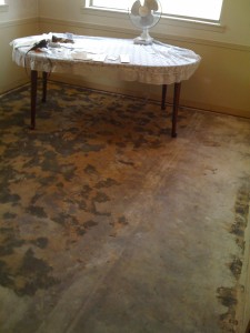 Floor after one gallon of adhesive remover